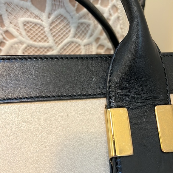 CHLOE Alice Cream and Black Leather Crossbody Satchel 2 Way Bag -Husky White EUC - Picture 16 of 16